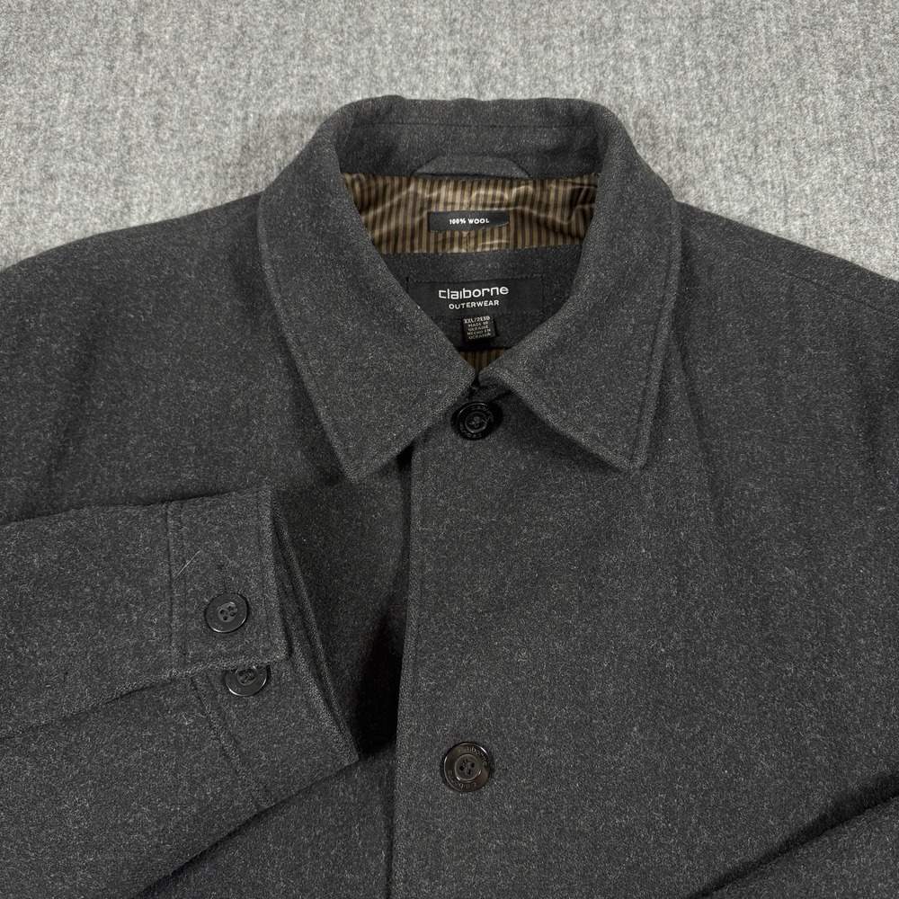 Claiborne Men's XXL Wool Coat Charcoal Gray 100% Wool Button Front Ukraine